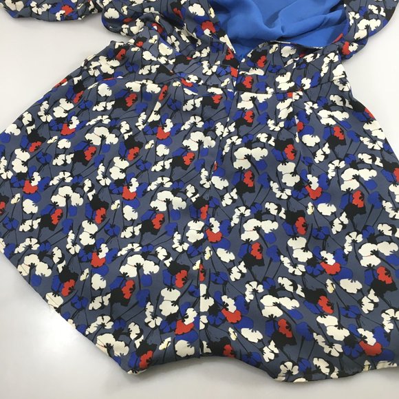 Glamorous M Floral Short Romper Long Sleeve Open Back Pockets - Picture 6 of 7